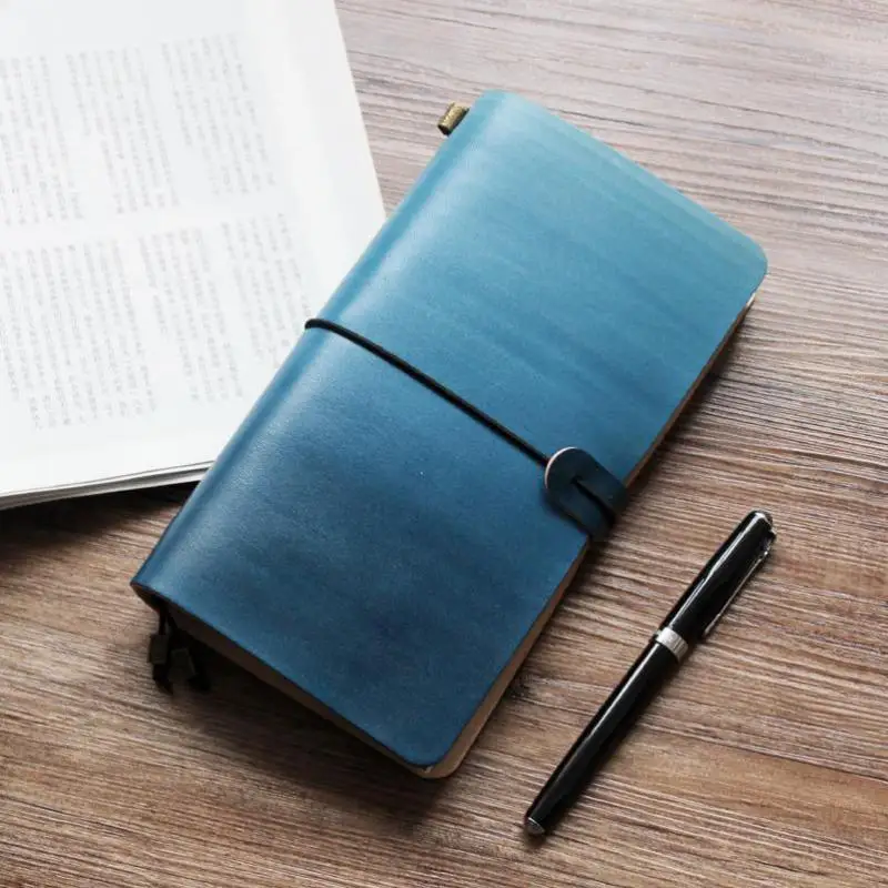 

K&KBOOK Gradient Blue Genuine Leather Travelers Notebook TN Diary Portable Planner Handmade journals Office School Supplies
