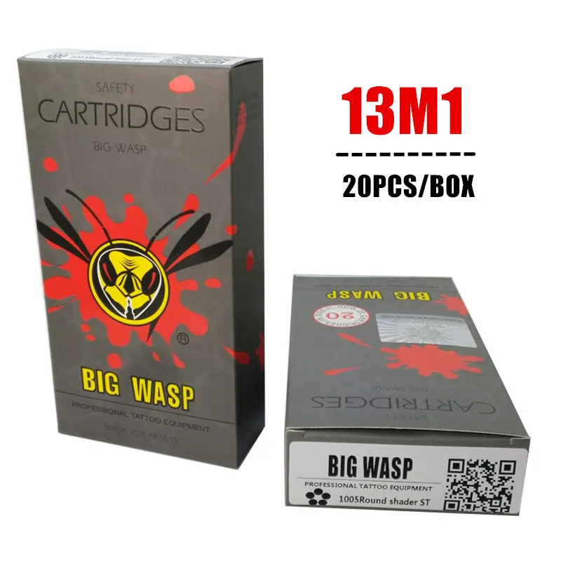 BIG-WASP-Gray-Disposable-Needle-Cartridge-13-Single-Stack-Magnum-13M1-20Pcs-Box