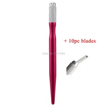 Лучшие продажи 50 шт. Красный 3D микроблейдинг ручные инструменты для татуировок 10 шт. 12pin иглы для микроблейдинга бровей для Перманентный макияж для бровей оборудование