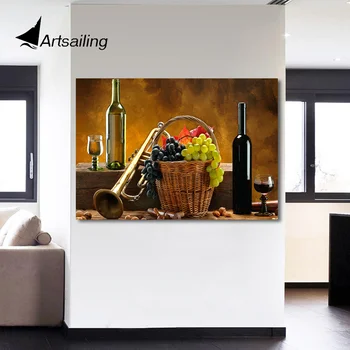 

HD Printed 1 Piece Canvas Art Grape Wine Fruit Painting Vintage Framed Wall Pictures for Living Room Free Shipping NY-7103C