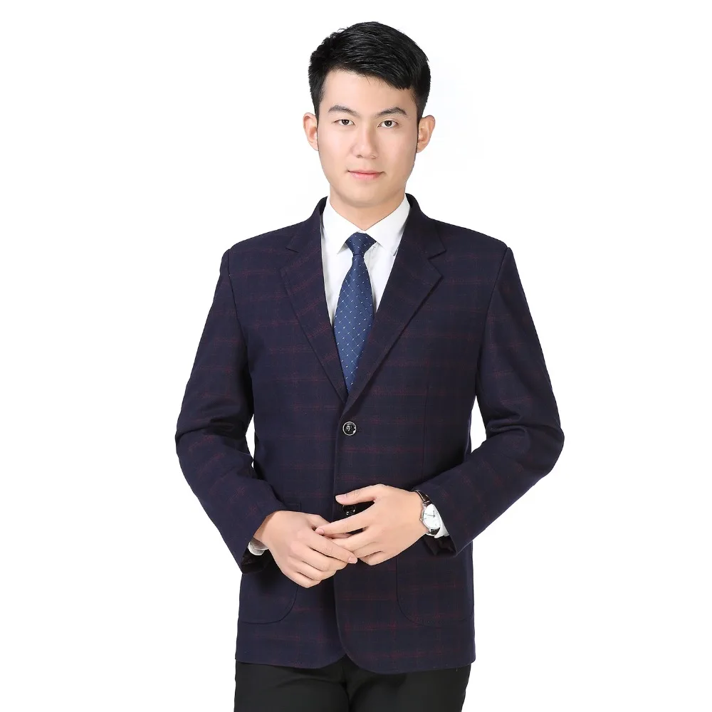 

WEAOLSA Men Classical Blazers Red Blue Plaid Jackets Suits Man Blazer Check Pattern Suit Jacket Male Notched Collar Blazer Suit
