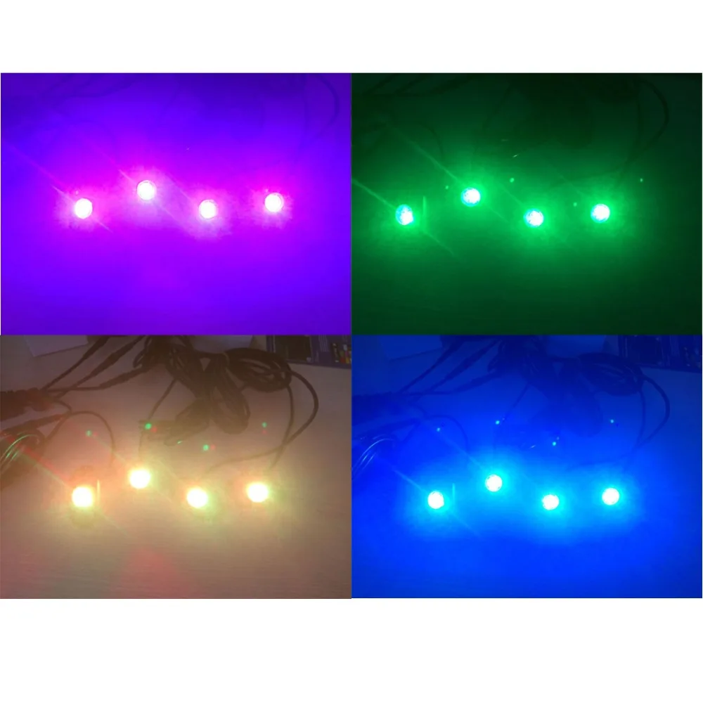 4 разноцветных неоновых светодиодных лампы 2 дюйма 9 Вт RGB 3C с Bluetooth контроллером|led