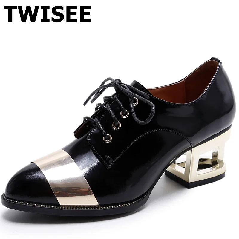 

med heels 5.5 cm ladies shoes point toe chaussure femme women high heels shoes fashion Patent Leather woman casual shoes