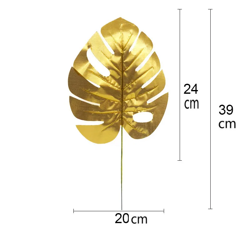 Золотые листья в форме Панциря Черепахи искусственные Пальмовые Листья рассеянный хвост лист DIY свадебный Декор для дома сада день рождения искусственные листья - Цвет: golden 03   24cm