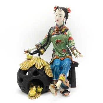 

Chinese Beautiful Women Antique Ceramic Sculpture Collection Porcelain Figure Sculpture Art Living Room Study Office Craft M1226