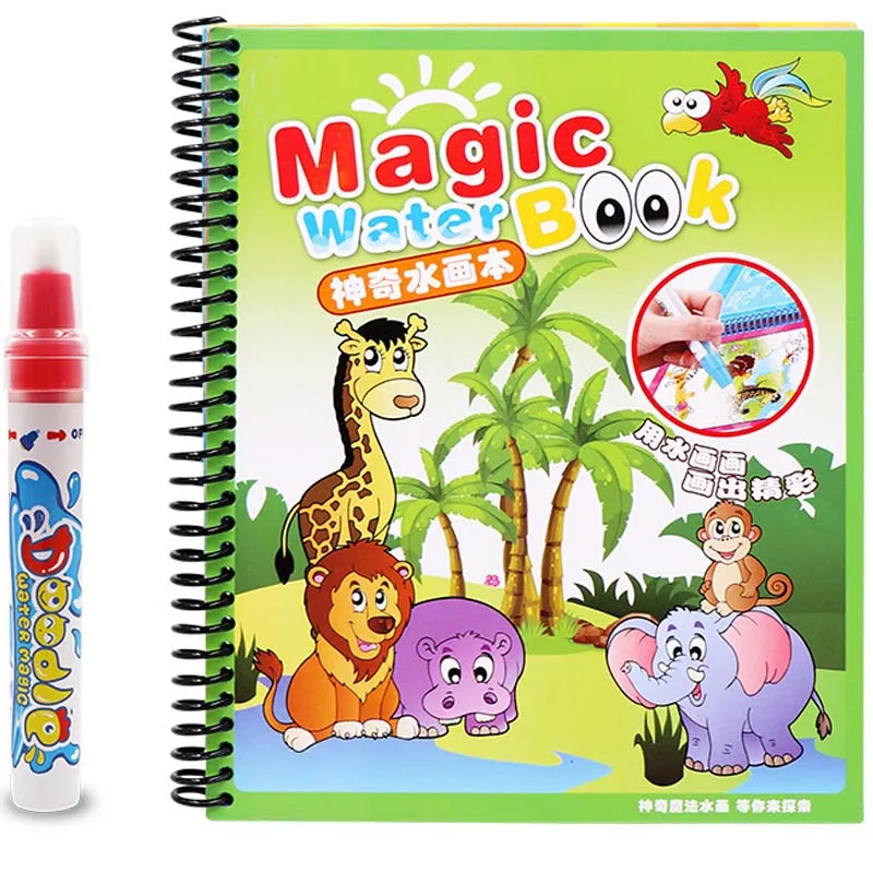 

New 8 Colors Magic Water Drawing Book Set Coloring with Magic Pen Education Painting Board Juguetes Toys for Children Kids Gift