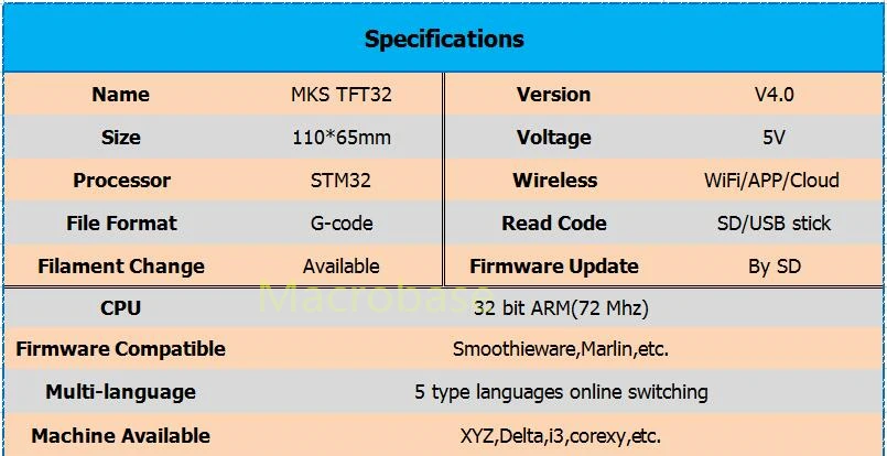 Tela de Toque + Mks Módulo fi Respingo Lcds Controlador Inteligente Tft 32 Tocar Tft3.2 Display Impressora 3d Monitor Mks Tft32 V4.0 wi 2 Peças e acessórios em 3D
