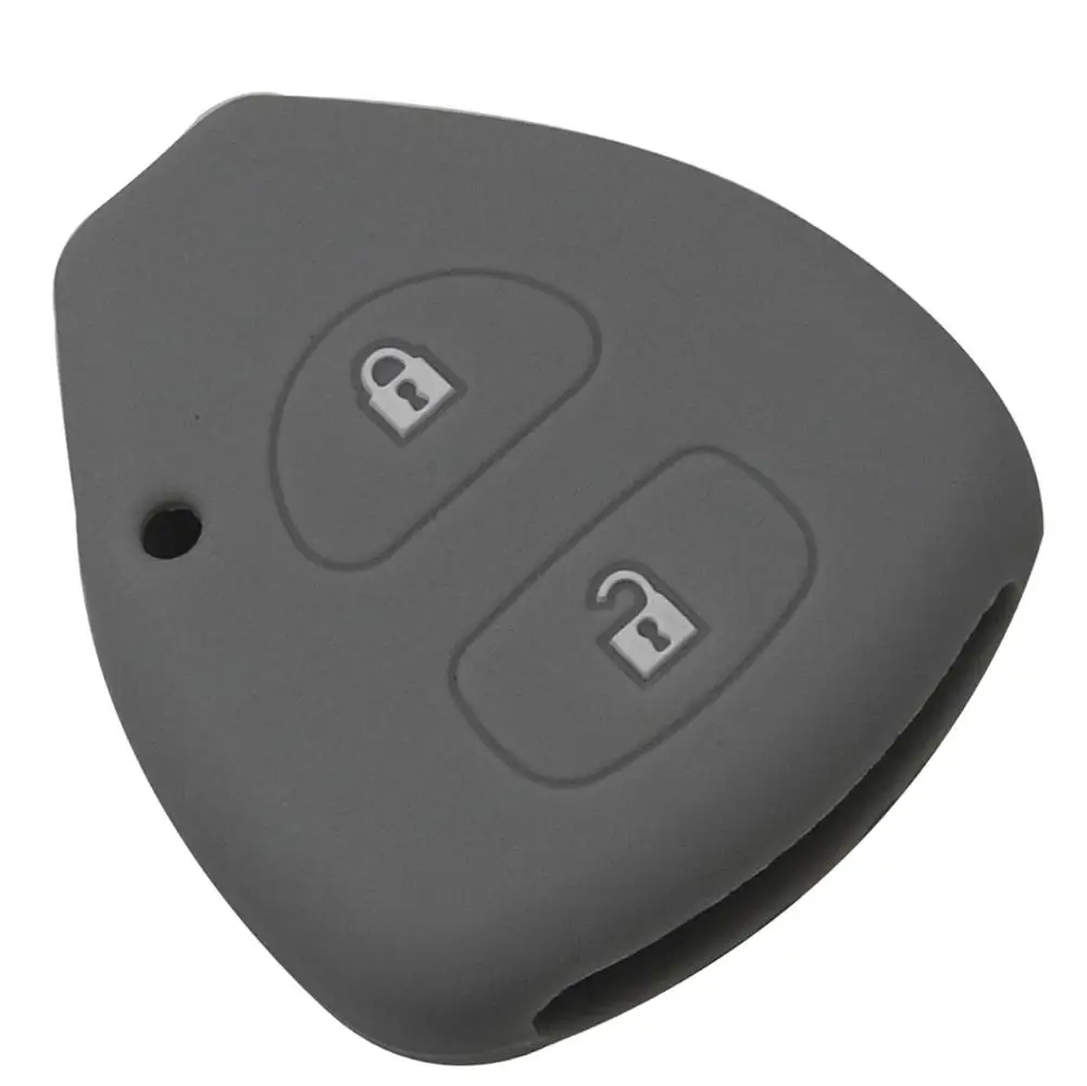 2 кнопки силиконовый чехол для ключей чехол для TOYOTA Corolla Hilux Vitz Rav4 Aqua Camry - Цвет: gray