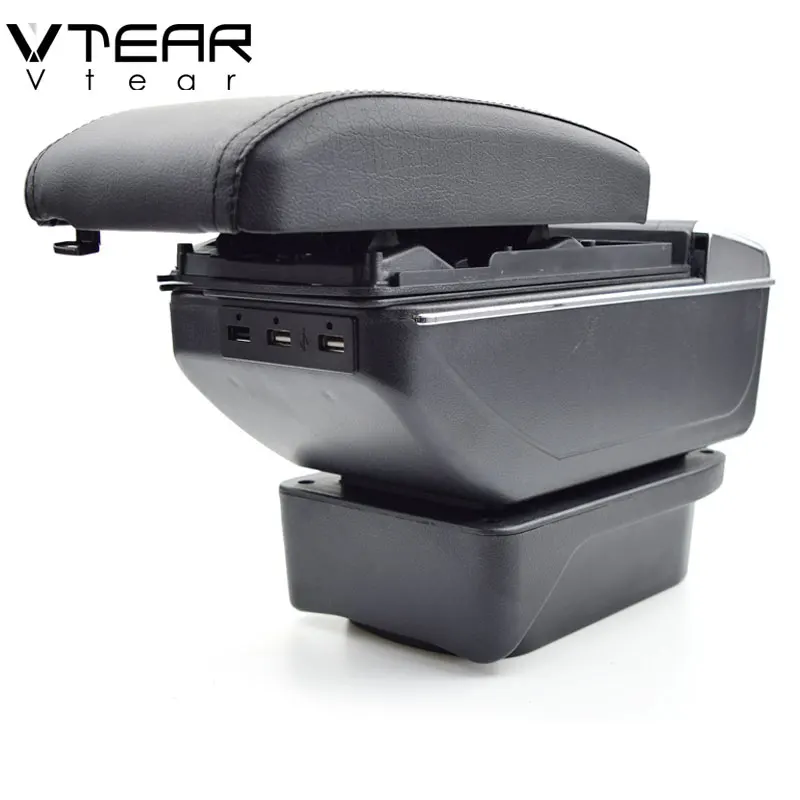 

Vtear For toyota verso armrest box USB Charging heighten Double layer central Store content cup holder ashtray accessories