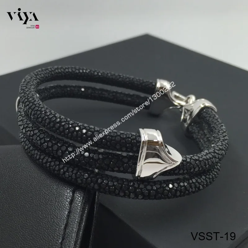 Genuine Stingray Skin leather bracelet Men-VSST-19-1 (35)