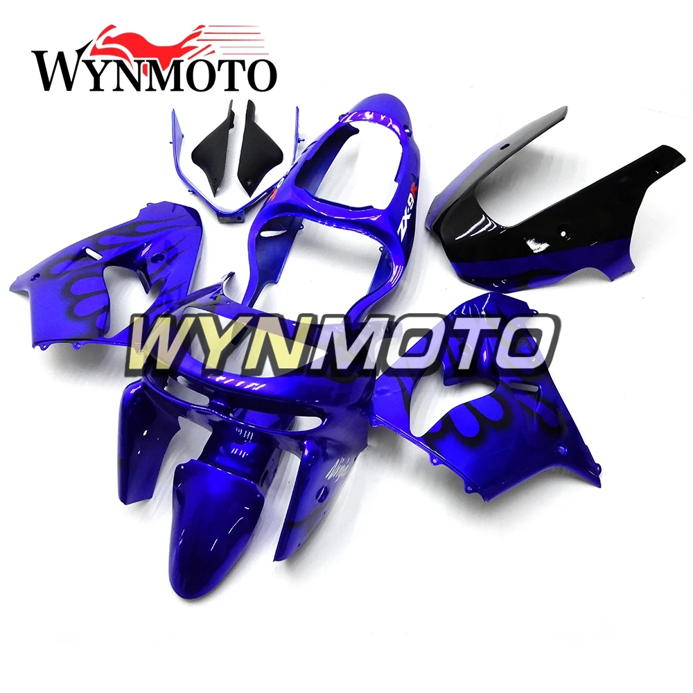 

Blue Black Flame Complete ABS Fairings For Kawasaki ZX-9R ZX9R 1998 1999 Motorbike Fairing Kits Cowlings