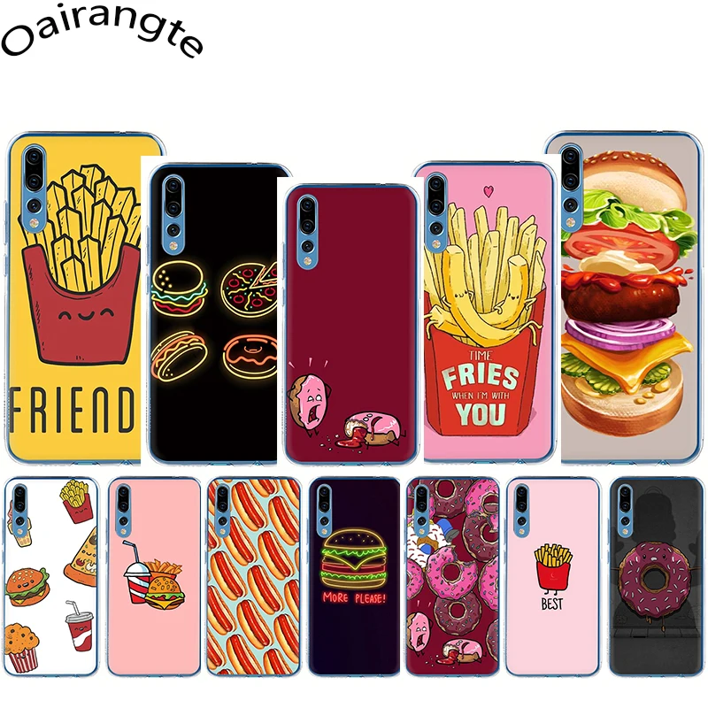 

Pizza French fries Doughnut food Hard Phone Cover Case for Huawei Honor 6A 6C Pro 7A 2GB 3GB Pro 7X 8 C Lite X 9 10 Lite Play