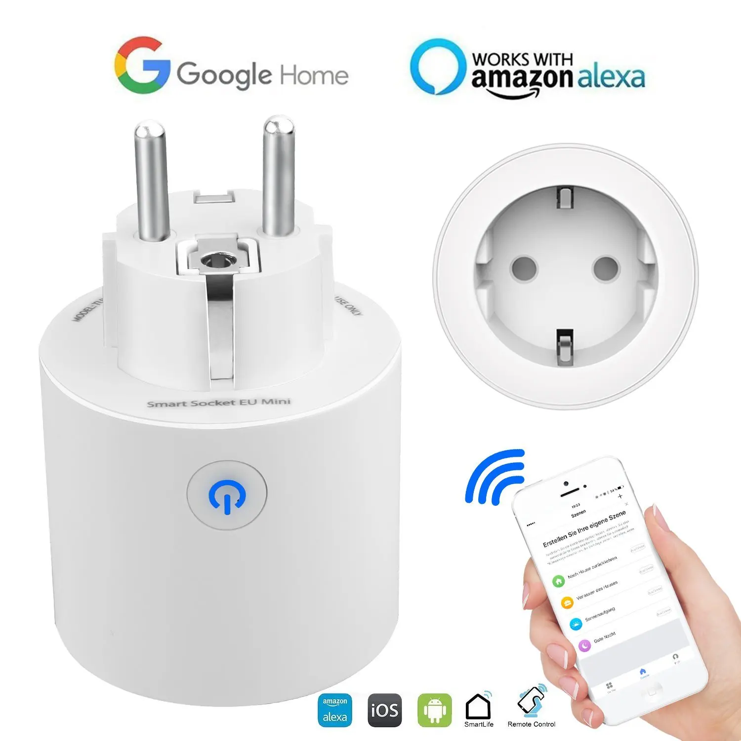 Wi-Fi Smart Plug Mini Homekit ЕС розетка мониторинг энергии 15A ЕС умная розетка Голосовое управление работает с Amazon Alexa Google Home