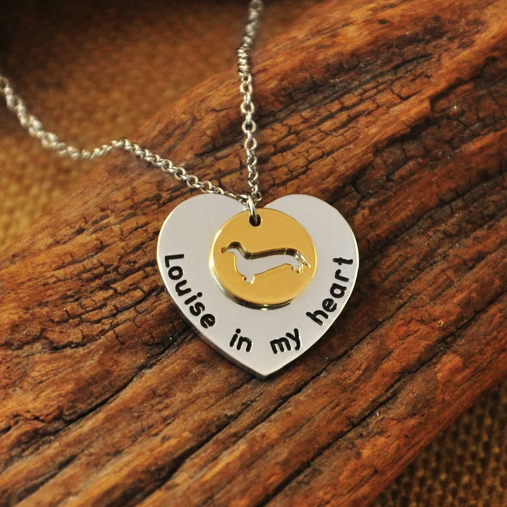 

Dachshund Necklace,Dog in My Heart,Dog Charm, Dog Silhouette Charm,Personalized Dog Necklace
