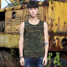 Мужская майка с круглым вырезом 95% хлопок+ 5% спандекс Мягкая мужская летняя камуфляжная Зеленая Мужская с круглым вырезом тонкая без рукавов Мужская майка