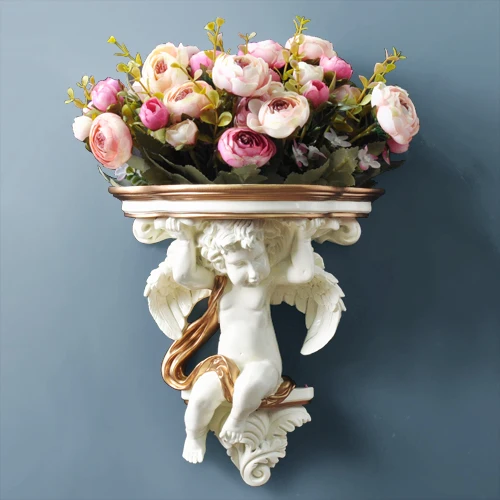 Фигурка Ангела из полимера стенная ваза с искусственным цветком Скандинавское украшение домашняя Цветочная ваза белая подвесная ваза для свадьбы - Цвет: A-6