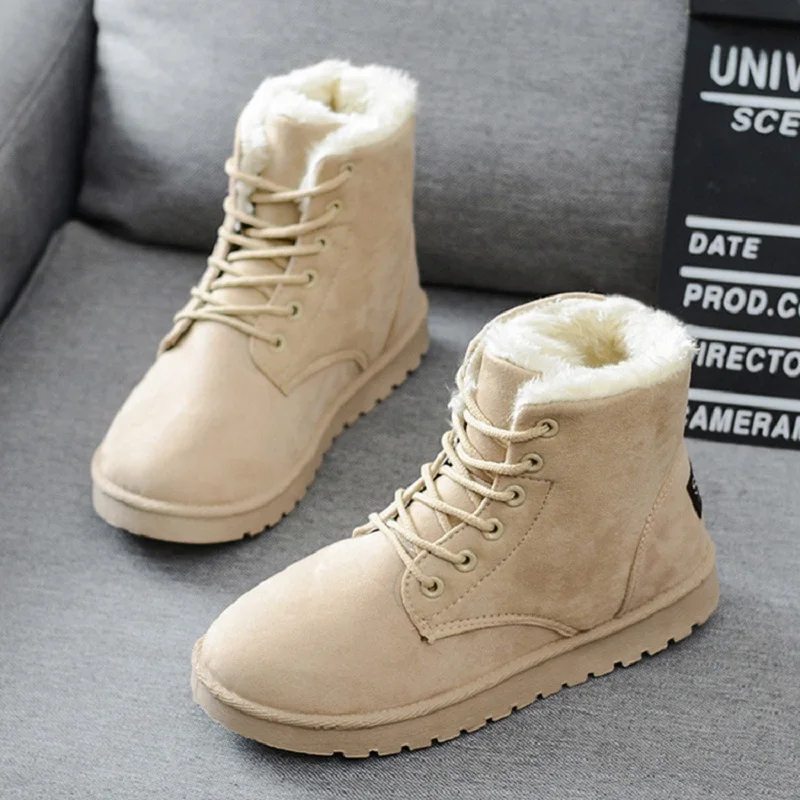

Women Boots Winter 2018 Brand Hot Warm Winter Women Shoes Lace Up Fur Snow Boots Women Ankle Boots Ladies Black Botas Mujer