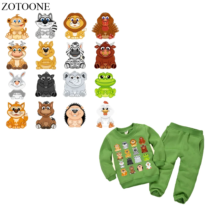 

ZOTOONE 16Pcs Cartoon Animal Patch Iron on Patches for Clothing Diy Child T-shirt Thermal Transfer Patch Stickers Heat Press E