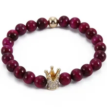 Украшения натуральный открытый отрезной слив красный Tigereye жемчуг циркония Ши хуангуань браслет ручной украшения