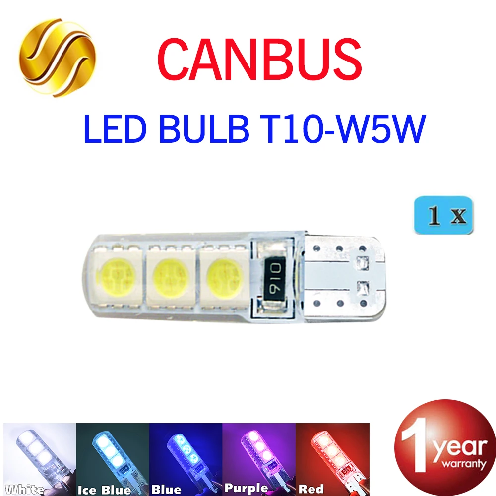 

flytop T10 194 W5W 6SMD 5050 Silicone shell LED Lights Bulb Canbus Car LED 1 PCS