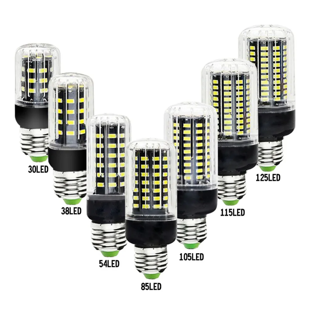 

E14 LED Corn Bulb E27 LED Lamp Lampada 30 38 54 85 105 115 125 LEDs Chandelier Candle Light SMD5736 110V 220V For Home