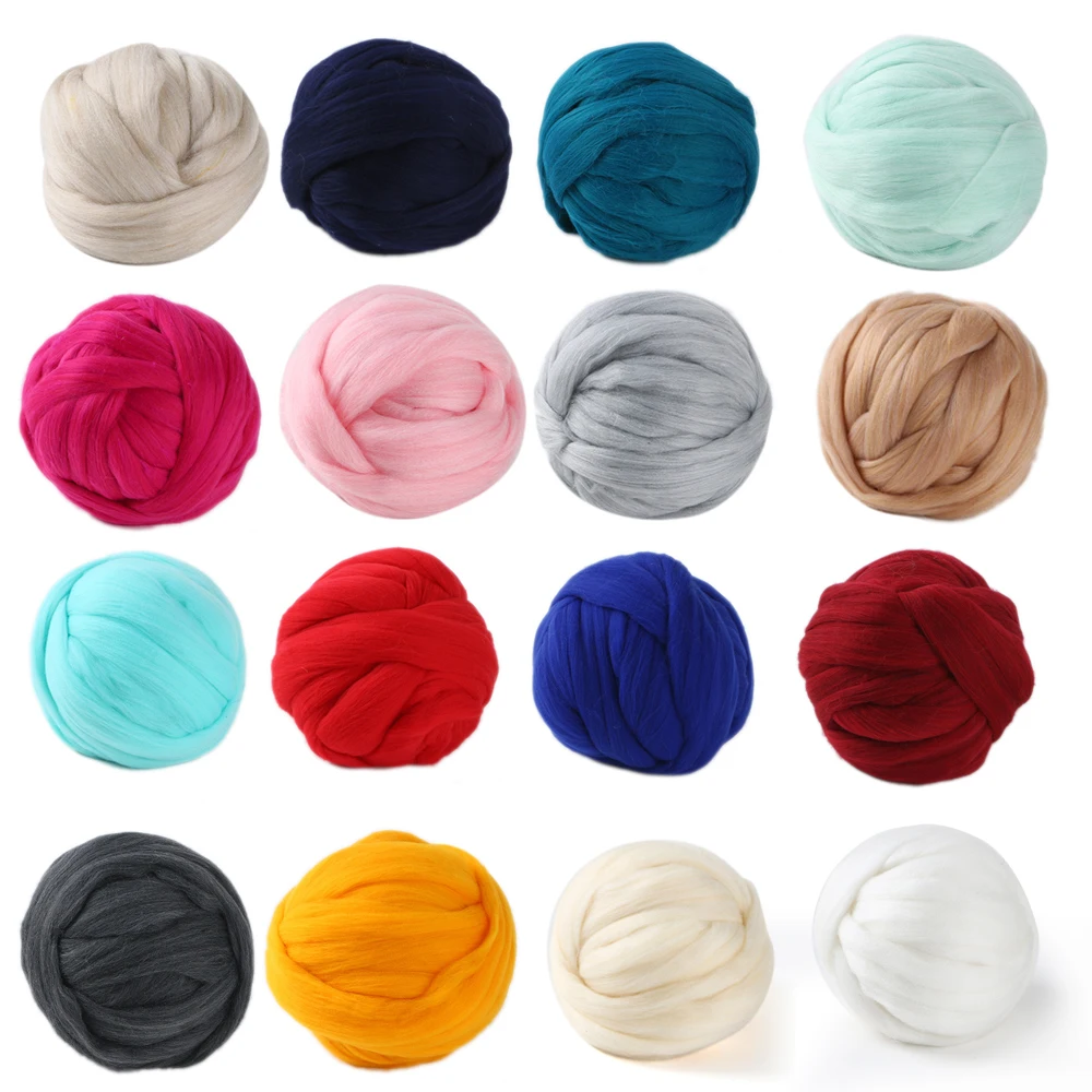 

500g/pc Wool Chunky Yarn Super Thick Felt Wool Roving Yarn For Spinning Hand Knitting Spin Yarn DIY Blanket Shawl Scarf