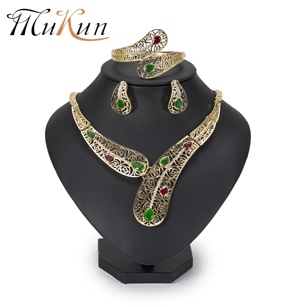 

MuKun African Beads jewelry sets for women top gold-color Dubai Plated Fashion Wedding Turkish Costume Jewelry 2018 New Arrivals