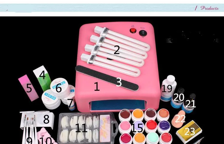 

New 36W UV Dryer Lamp Timer Block Sanding French Nail Art Tips Gel Tools DIY Kit manicure set nail art equipment