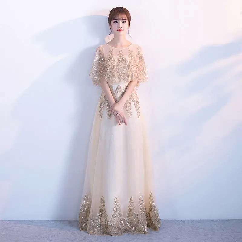 women dress Long host  party dress female club dress  women dress Haute Couture Noble Elegant Gown Birthday Girls Dress A300
