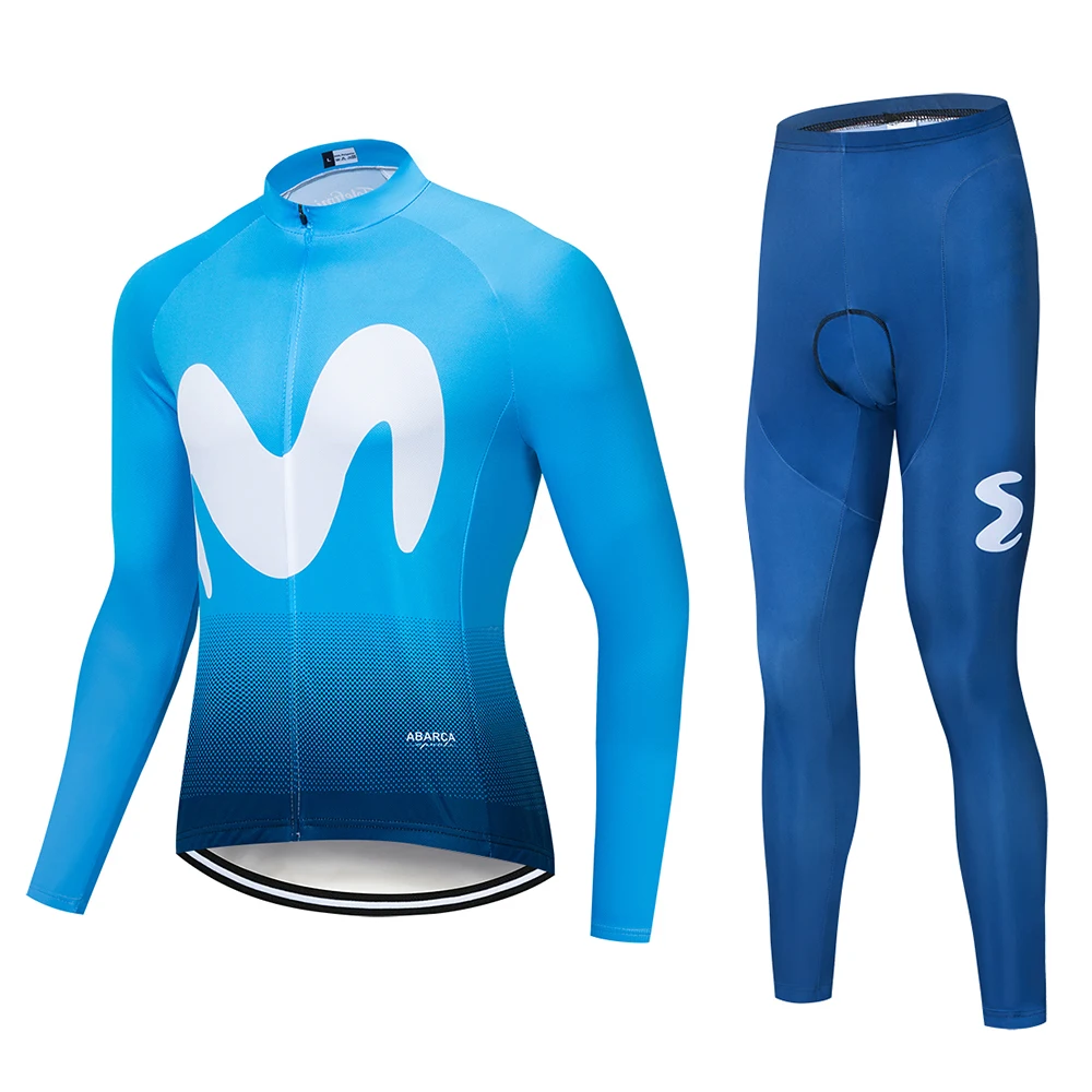 Movistar Команда с длинным рукавом Велоспорт Джерси Комплект комбинезон ropa ciclismo велоодежда MTB велосипед форма для мужчин одежда - Цвет: 9