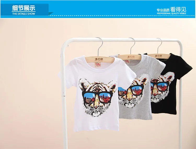 2018 Summer Male Female Baby Child Boy Tiger Animal T-Shirt Short-Sleeve Top  (8)