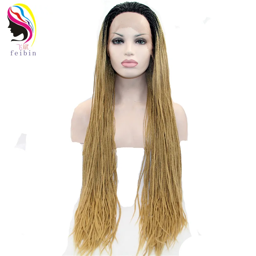 

Feibin Synthetic Lace Front Blonde Wig Braided Box Braids Wigs For Women Afro Hair 26inches 66cm D56