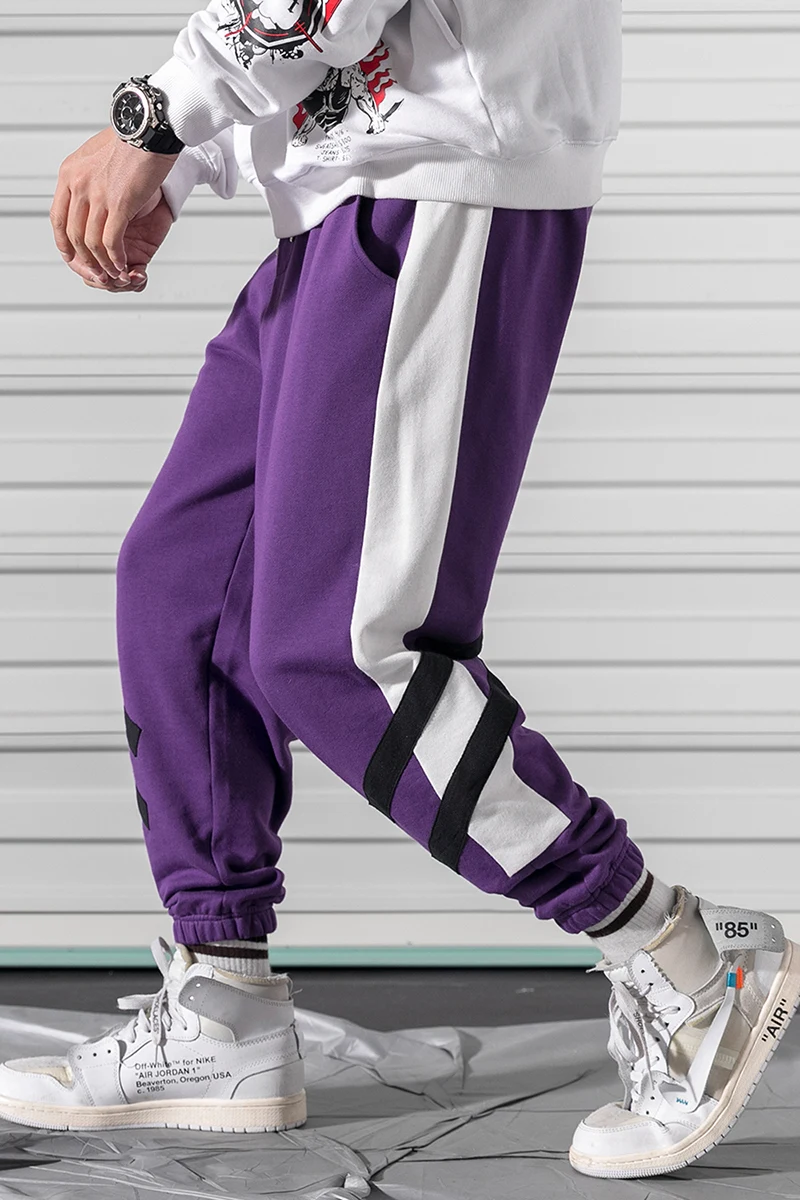Брюки тренд 2019 весенние мужские joggings с эластичными манжетами спортивные штаны