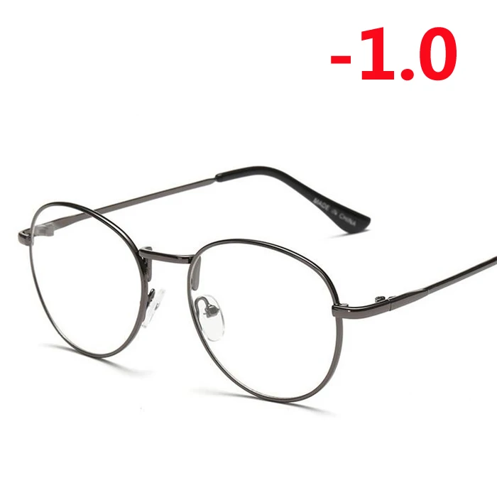 1-1,5-2-2,5-3-3,5-4 готовые очки для близорукости женские мужские короткие очки для коррекции зрения металлические женские мужские очки для близорукости с градусом - Цвет оправы: Myopia 100