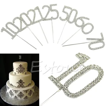 

Sparkling Rhinestone Crystals Birthday Anniversary Number Cake Topper