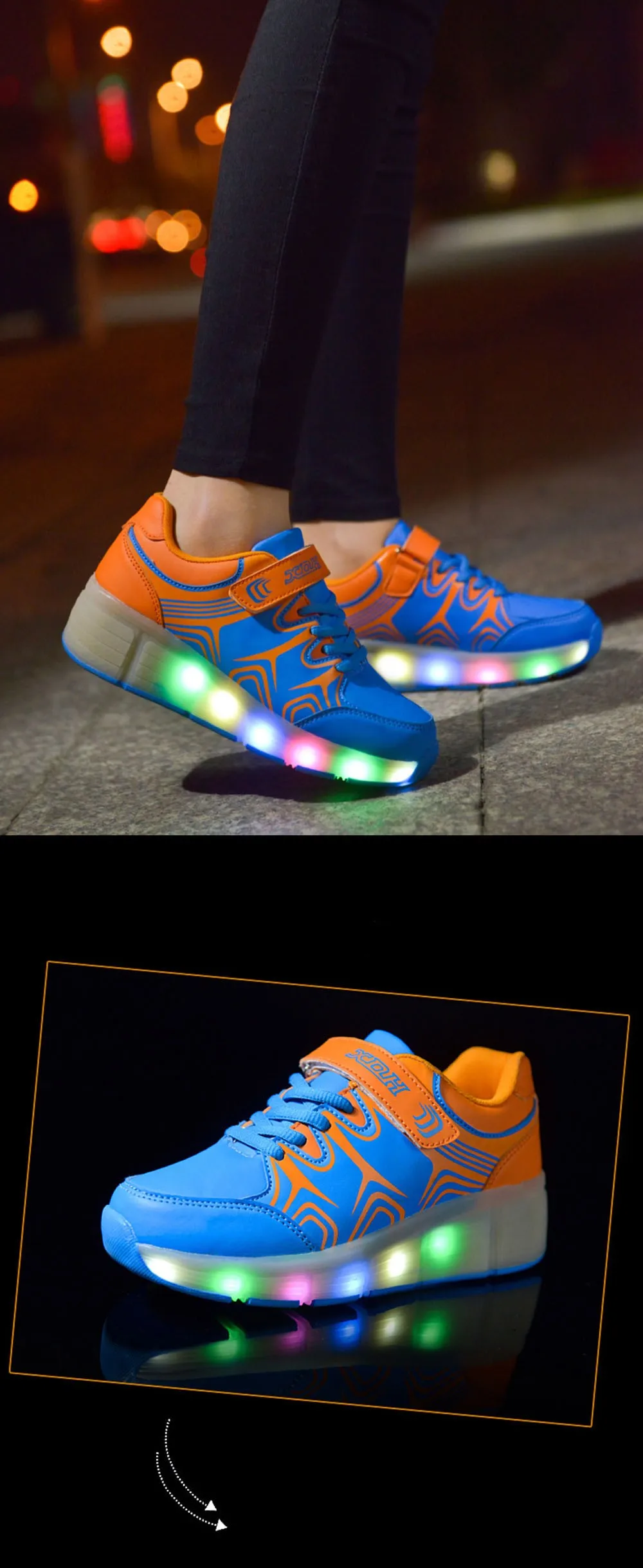 Детская светящаяся обувь, обувь с светодиодный подсветкой, детская обувь на роликах, Детские светящиеся кроссовки с колесиками для мальчиков и девочек