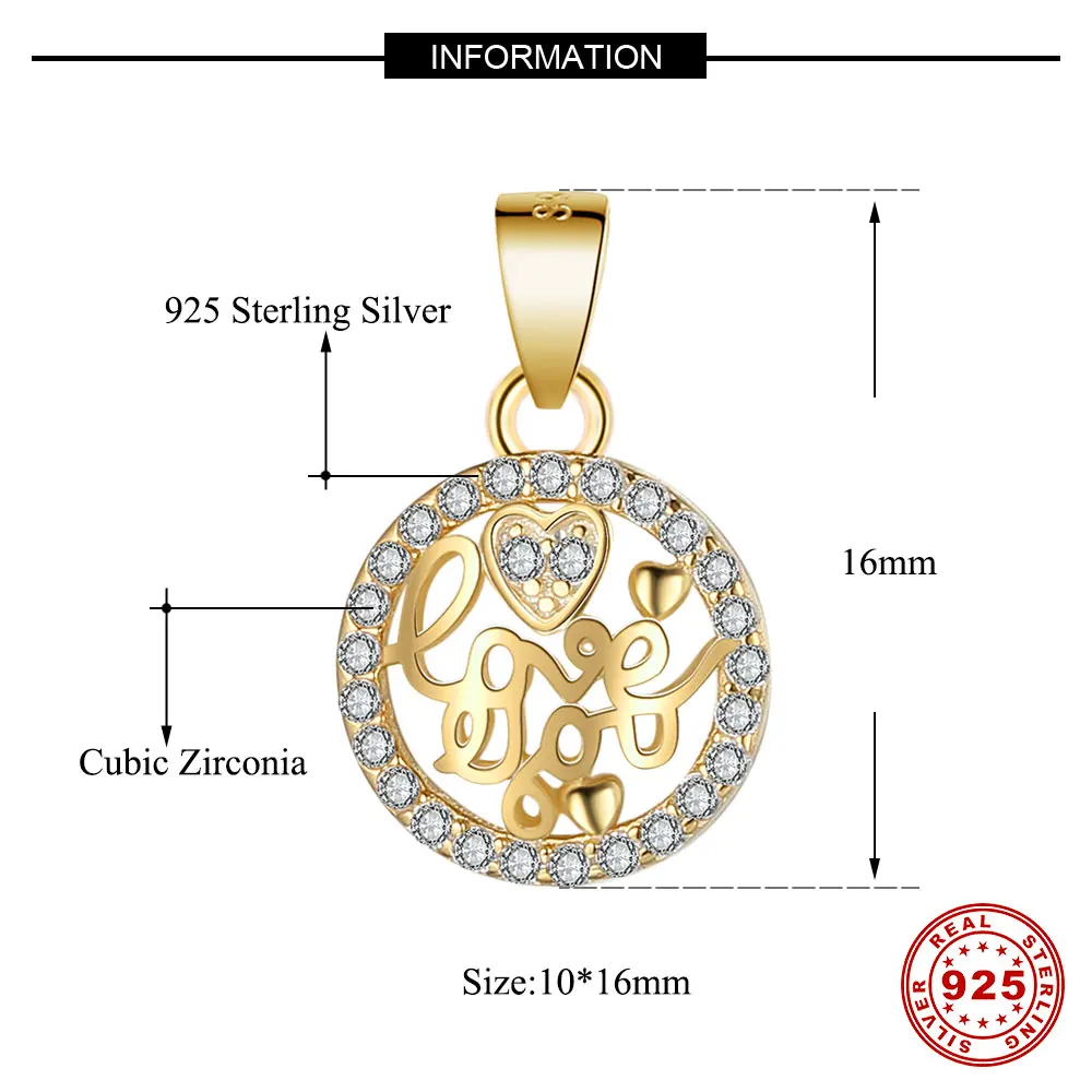 Sterling Silver SmallLove You Heart Charm Pendant