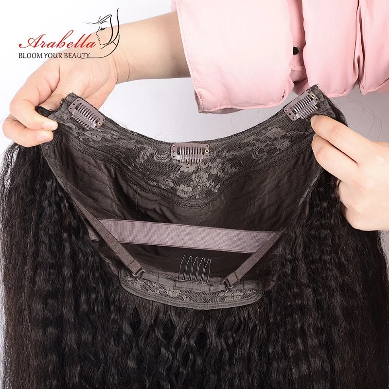 Goede U Deel Pruik Braziliaanse Kinky Steil Haar Natuurlijke Kleur 100% Remy Menselijk Haar Pruiken Arabella Italiaanse Yaki Haar Menselijk Haar pruiken