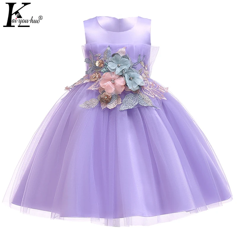 

2019 New Year Party Dress Christmas Kids Dresses For Girls Flowers Wedding Dress Performance Princess Dresses For Girls Clothes
