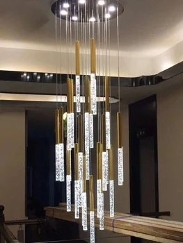 

L Duplex floor atmosphere chandelier living room lamp villa staircase light luxury atmosphere simple modern