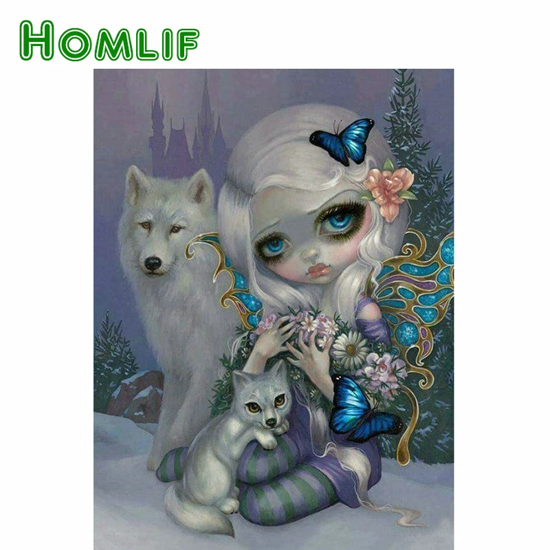HOMLIF 5D DIY алмазов картина мультфильм ведьмы Алмазная мозаика пара Вышивка крестом