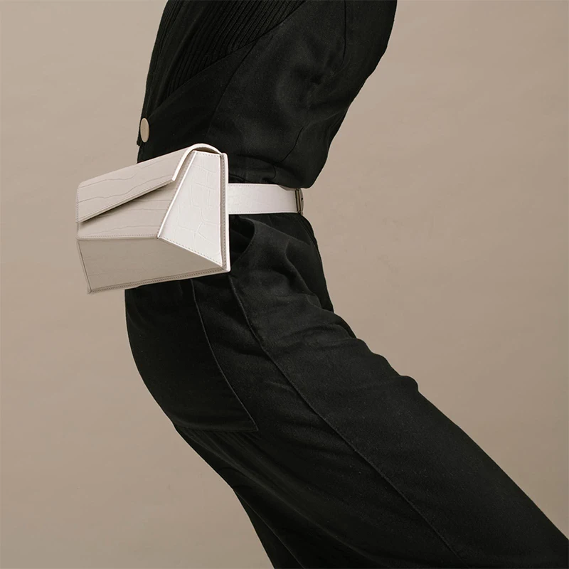 Женские поясные сумки, клатчи, сумки на талию, роскошные сумки, дизайнерские геометрические цветные трендовые модные сумки на плечо - Цвет: Белый