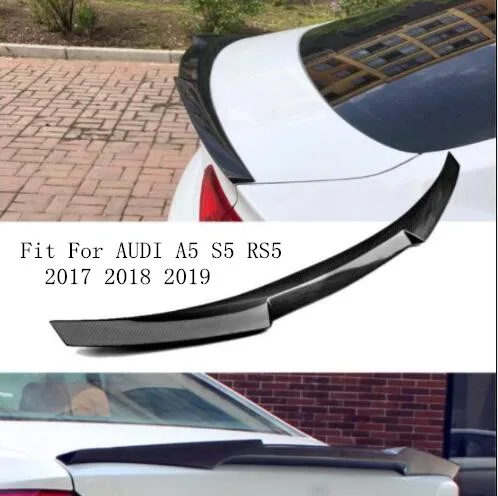 

Carbon Fiber CAR REAR WING Rear Trunk Lip Spoiler Wing Fit For AUDI A5 S5 RS5 2017 2018 2019 BY EMS