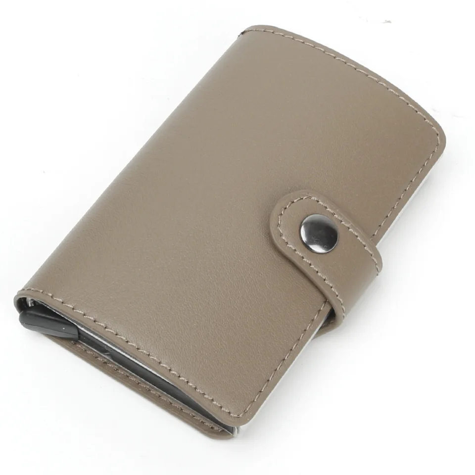 gray Gemeer RFID автоматический кошелек кредитный держатель для карт чехол алюминиевый сплав анти-дегаузсинг Противоугонная RFID банковская кредитная карта - Цвет: gray