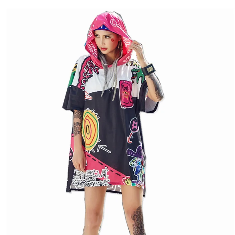 Длинные футболки JUST.BE.NEVER harajuku графические с граффити Розовая пантера хиппи время
