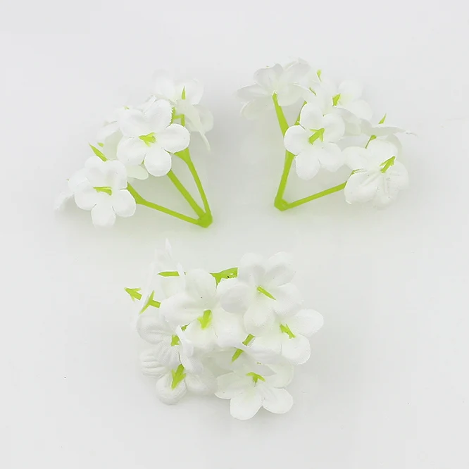 5 см мини гортензии головы искусственные цветки вишни цветы дома/свадебный цветок/венки/шляпа украшения 20 шт./лот - Цвет: White