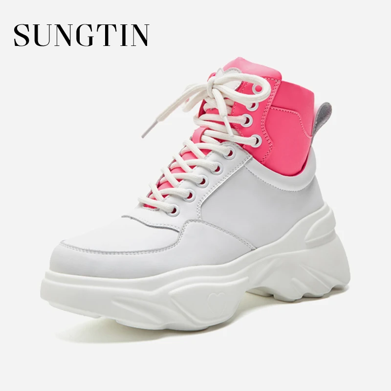 

Sungtin Autumn Winter Lace-up Ankle Boots Women Black Platform Short Riding Boots Ladies Casual Shoes Plus Size Ladies Booties