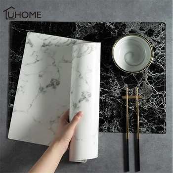 

45*32CM North Style Black White Marble PU Leather Baking Mat Placemat Table Decoration Kitchen Waterproof Oil Proof Coaster
