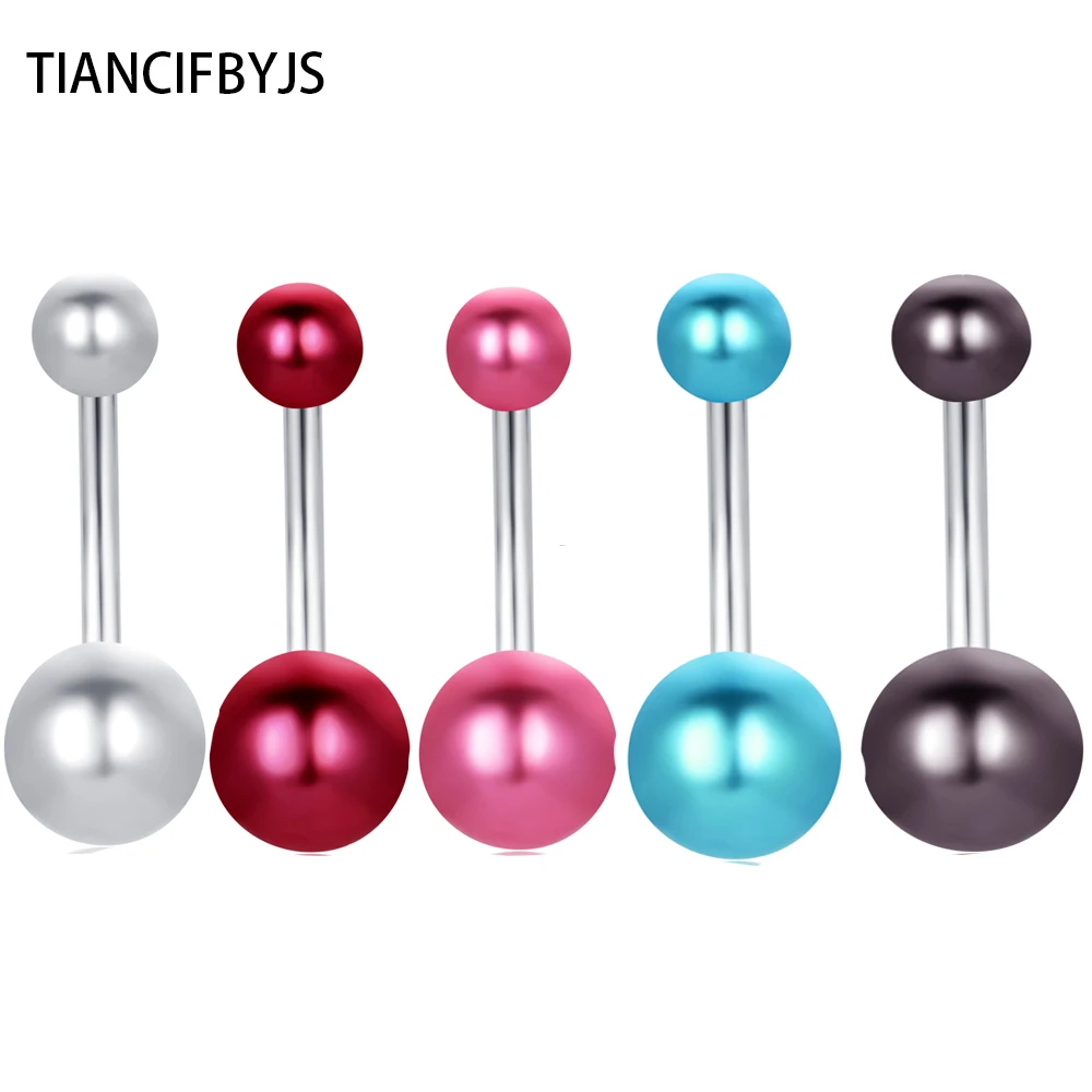 Buy TIANCIFBYJS Pearl Colour Ball Belly Button Bar