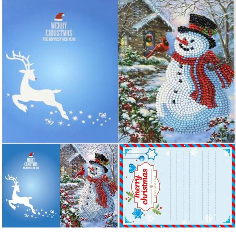 christmas greeting cards diamond painting full round 3d greeting card